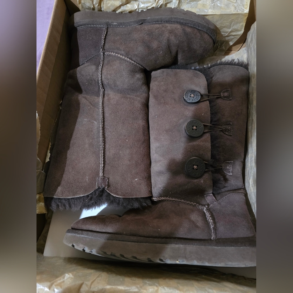 UGG Brown Winter Boots with Button Detail